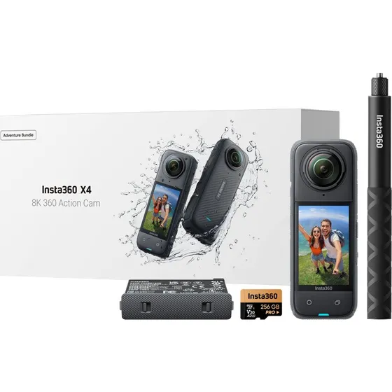 Insta360 X4 Adventure Bundle – 8K 360° Kamera med 256GB SD-kort