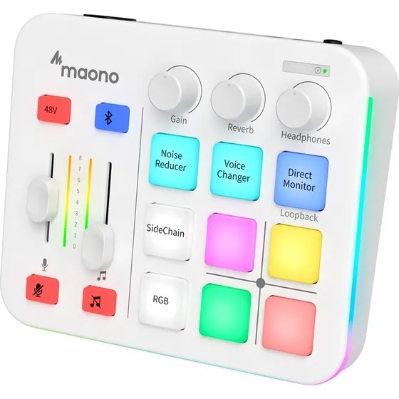 Maono G1 Neo Lydkort 3.5mm TRS-kabel, RGB, Hvid
