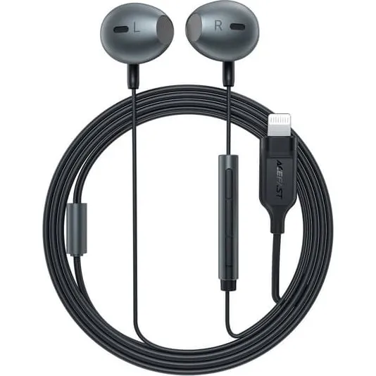 Acefast L1 In-ear høretelefoner med Lightning-stik, sort, 1,2 m