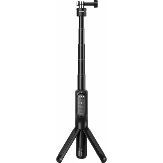 Telesin Shorty Selfie Stick Tripod med Fjernbetjening, Sort, 5000 mAh