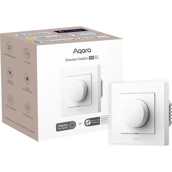 Aqara Dimmer Switch H2 EU - Hvid, trådløs lysdæmper med Zigbee & Matter