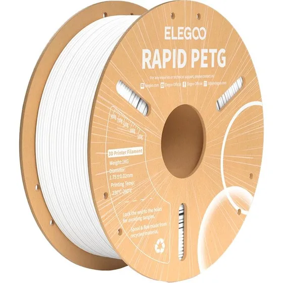Elegoo Rapid PETG Filament, 1.75mm, 1kg, Hvid
