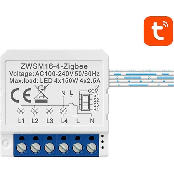 Avatto ZWSM16-W4 4-kanals ZigBee Smart Switch Modul (Tuya)