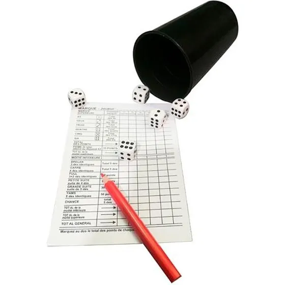 Magni Yatzy spil med pointblok og 6 terninger