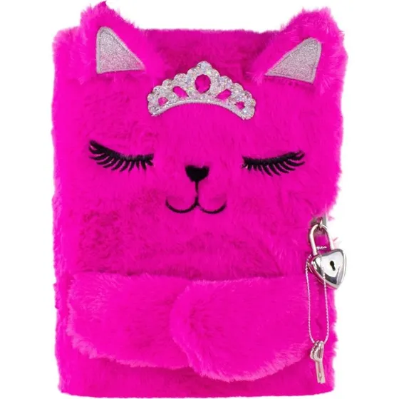 Tinka Plys Dagbog med Lås – Prinsesse Kat, Pink