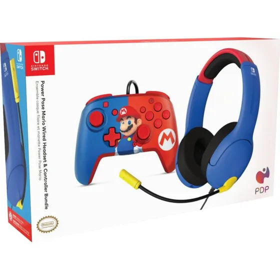 PDP Mario Airlite Headset & Power Pose Controller Bundle