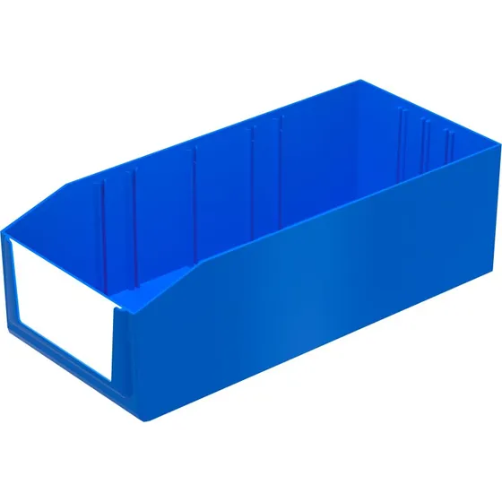 Lagerkasse i plast med rum og sænket front