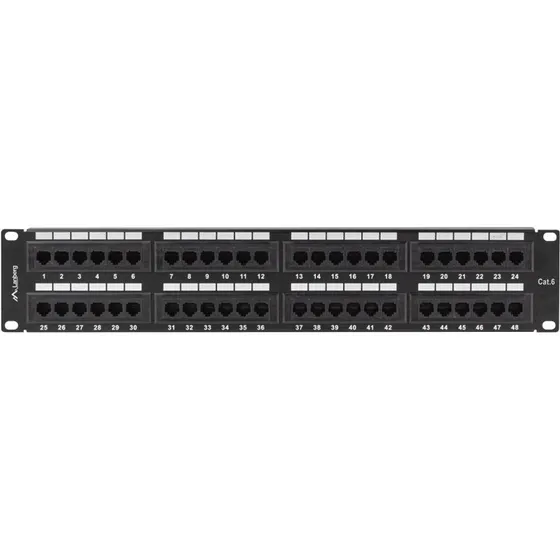 Lanberg PPU6-2048-B Cat6 48-port patchpanel, sort, 2U, 19"
