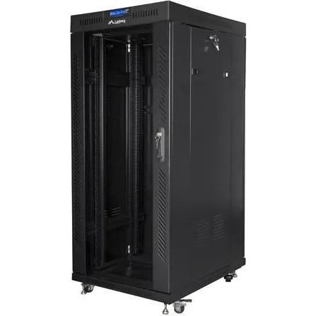 Lanberg FF01 19" Serverrack 27U 800×1200 Sort med Glasdør og LCD