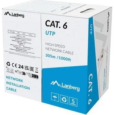 Lanberg Cat6 UTP 305 m grå solid CCA