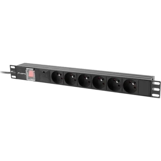 Lanberg Strømfordelingsenhed 6-stik 10A 2m Sort