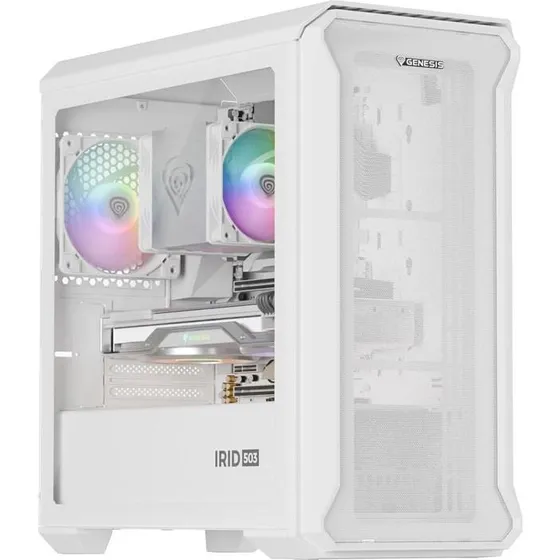 Genesis Irid 503 Mini Tower Hvid med Gennemsigtigt Sidepanel