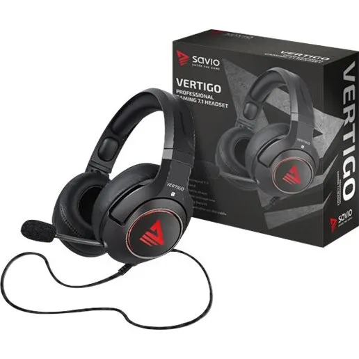 Savio Vertigo 7.1 Kablet Gaming Headset Sort/Rød