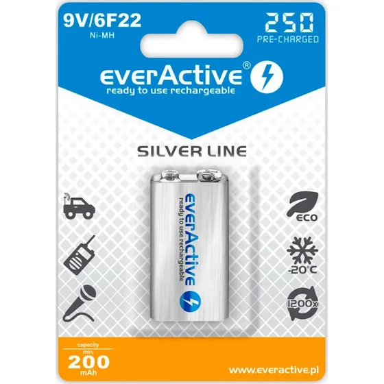 EverActive Silver Line 9V Genopladelig Batteri (250mAh)