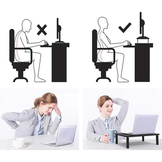 Maclean MC-946 Skærm- og laptopstand, 3-trins højde, med skuffe, op til 20 kg