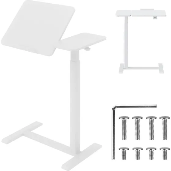 Maclean MC-120 Skrivebord på hjul, hvid, 76-109 cm, 30 kg