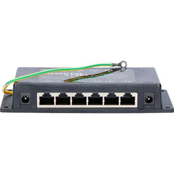 Extralink 90W PoE Injector 6-port, sort