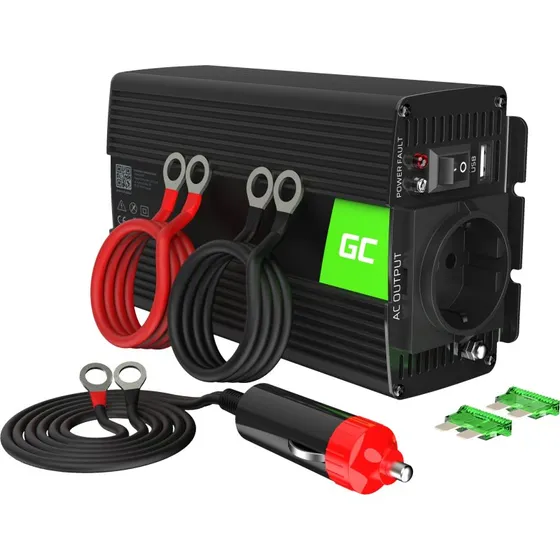 Green Cell 600W DC til AC inverter, 24 V, sort