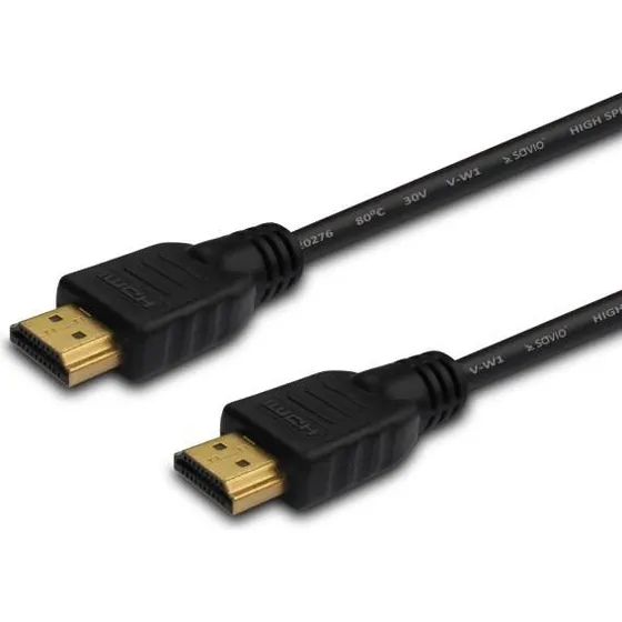 Savio HDMI-kabel 2 m type A, sort med Ethernet