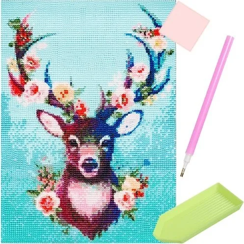 Diamantmaling 5D Hjort 30x40cm – DIY Diamantbroderi med 10.000+ diamanter