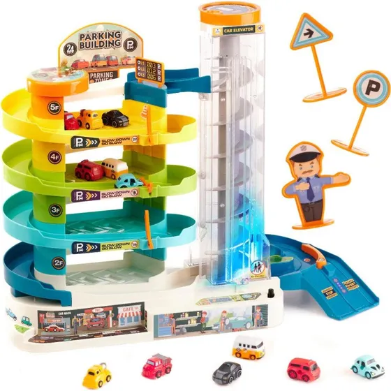 LEGO City Parkeringshus med elevator og 6 biler
