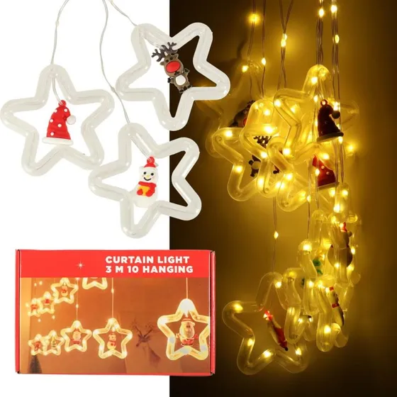 Julelys 3 m 125 LED varm hvid med figurer