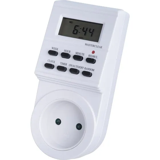 Digitalt ugeur til stikkontakt uden jord, hvid – 3600W