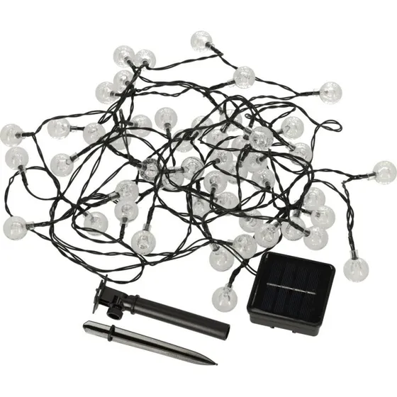Solcelle lyskæde kugler 7 m, 50 LED, varm hvid