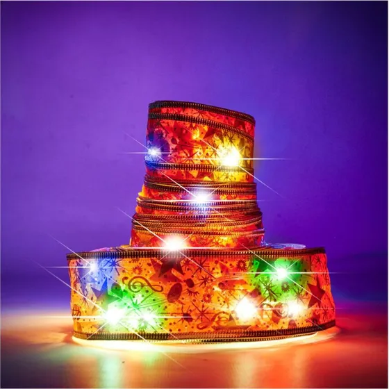 Julelys LED bånd 10 m, 100 lys, multicolor, batteri