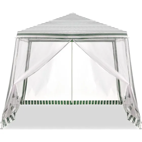 Havepavillon med myggenet, hvid/grøn, 3x3 m