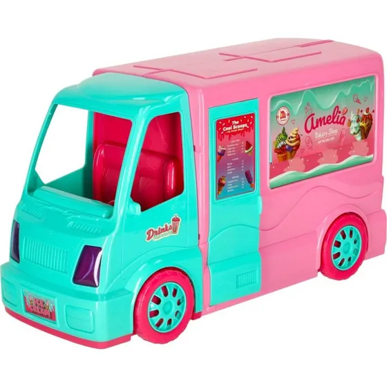 Dukkevogn Madbilsæt 21 dele – 2-i-1 Foodtruck & Camper