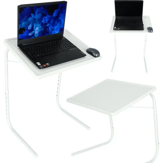 Hvid sammenklappeligt laptopbord 52x40 cm med højde- og vinkelforjustering
