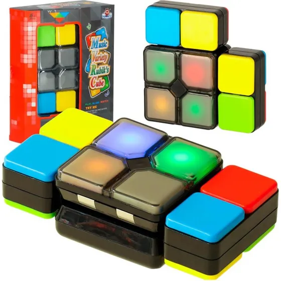 LED-Puslespilskube med 4 Spil – 6+