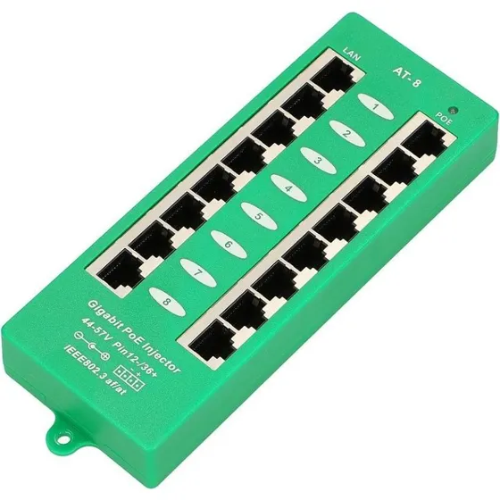 Extralink 8-Port PoE Injector Gigabit (802.3at/af, Mode A)