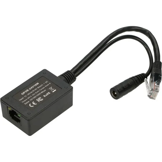 Extralink 1-Port PoE Injector 24V, Sort (Gigabit)