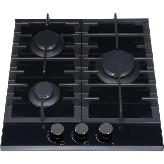 MPM 45-GMH-16 Gaskomfur 45 cm, sort glas, indbygget
