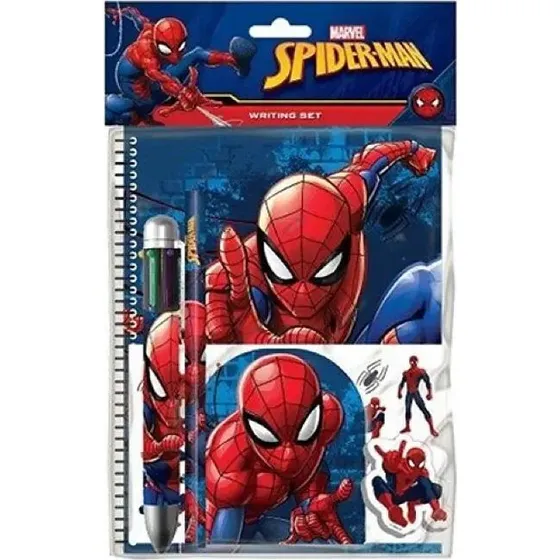 Spider-Man Multifarvet Skrivesæt med Kuglepen, Blyant og Viskelæder