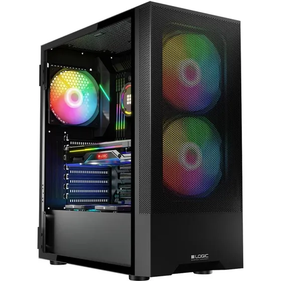 Logic Concept ARYA ARGB Midi Tower, sort med hærdet glas