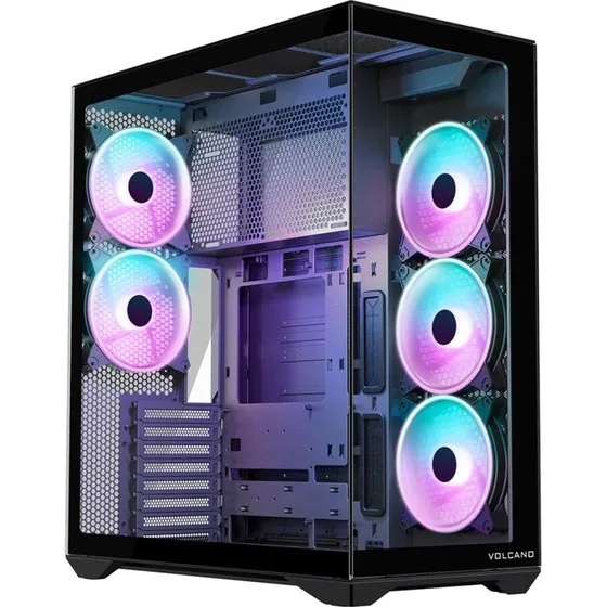 Modecom Volcano Space XL ARGB Full Tower, Sort, 5 Blæsere