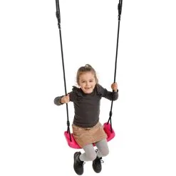 Plastgynge Pink med sort reb – sæde ca. 42x17 cm