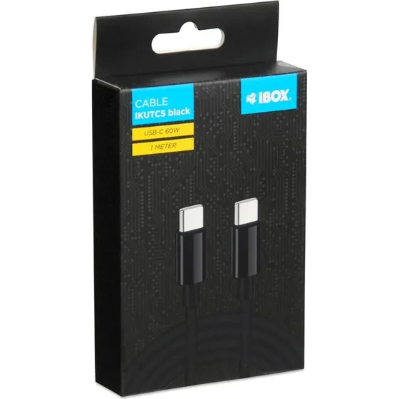 iBOX USB-C kabel 60W 1 m sort