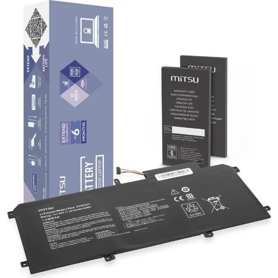 Mitsu C31N1411 Batteri til Asus Zenbook UX305, 3610mAh, 11.55V