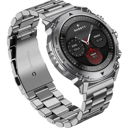 Garett Atom 47 mm Sølv Smartwatch i Rustfrit Stål