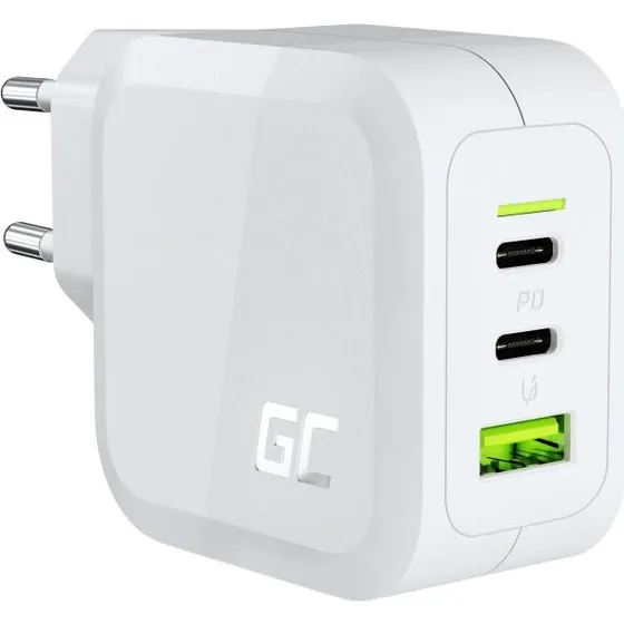 Green Cell PowerGaN 65W 2x USB-C, 1x USB-A Hvid