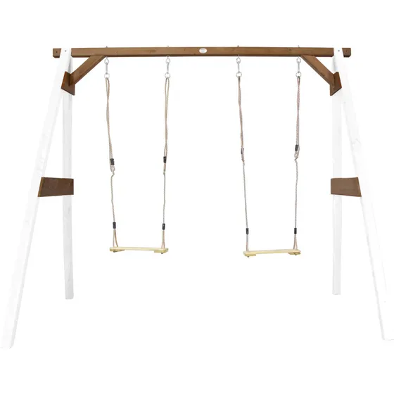AXI dobbelt gynge hvid/brun i træ (2 sæder)