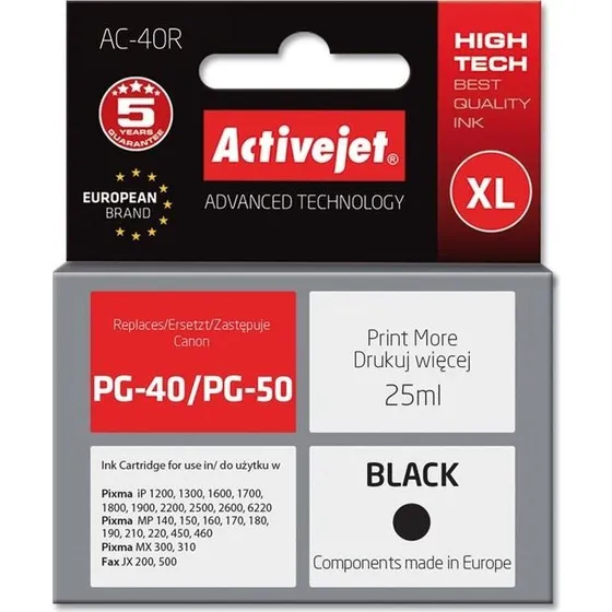 ActiveJet AC-40R Sort XL, 25 ml til Canon PG-40/PG-50
