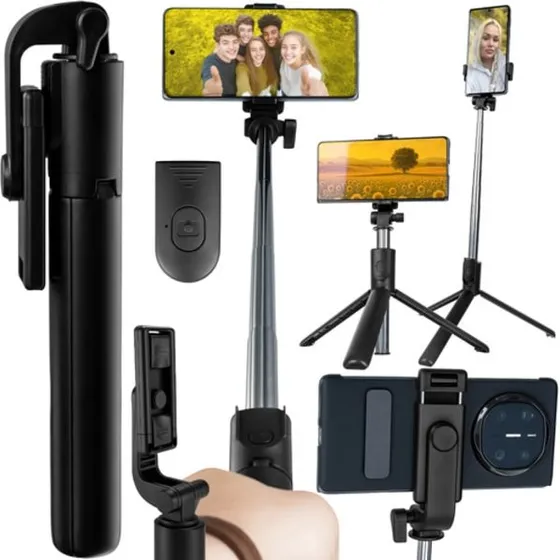 Selfiestang + Fjernbetjening 2-i-1, 60 cm, 360° drejbar