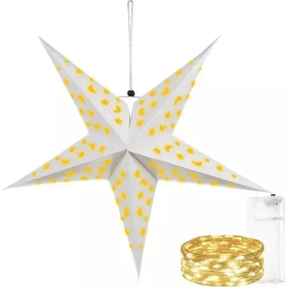 LED-stjerne 55cm - Elegant julestjerne med 3D-design og varmt hvidt lys