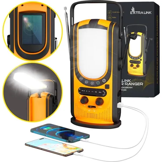 Extralink Power Ranger EPS-6000 6000mAh Powerbank med FM-radio, LED-lys, dynamo og solpanel