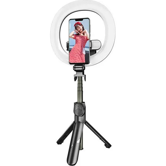 Puluz Selfie Stick med LED-Lysring og Bluetooth